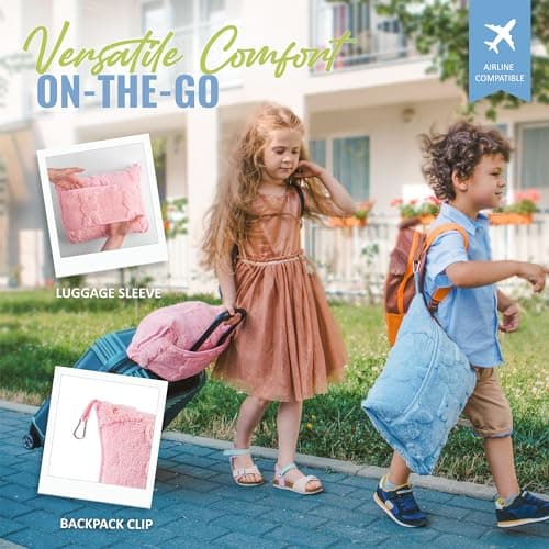 BOACAY Travel Toddler Blanket for Aeroplane, Car - Soft Children Throw Blanket for Daycare - Pillow for Girls, Boys with Backpack Clip, Luggage Sleeve — view 4