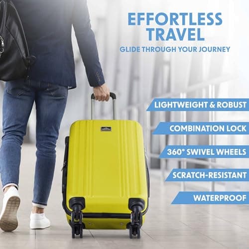 Dellonda Suitcase Set 3-Piece Lightweight Hard Shell Luggage with TSA Lock - 20", 24", 28" - Yellow — view 2