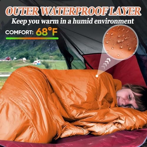 Sleeping Bag for Camping,Sleeping Bags for Adults Backpacking Waterproof,3 Seasons Adult Blanket,Small Packed Ultralight Carry Bag, Soft,Thick and Warm,for Outdoor Camping,Travel,Hiking (Orange) — view 6