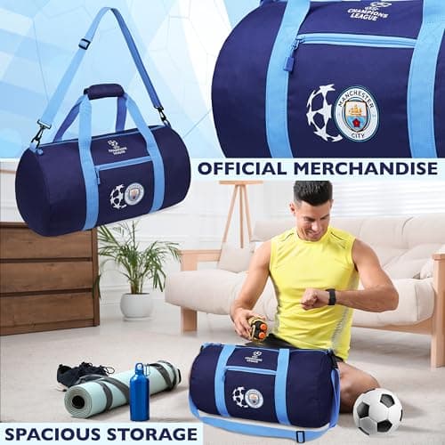 Manchester City F.C. Duffle Bag Sports Holdall for Men Teens Supporters' Gear Kids Large Gym Bag for Football PE Overnight Weekender — view 3