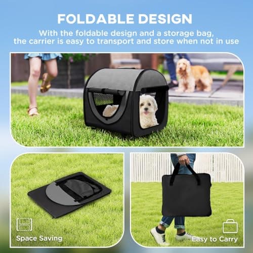 PawHut Foldable Pet Carrier for Miniature Dogs 46L x 36W x 41H cm Black — view 4