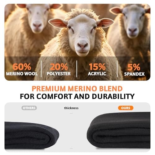 SukModen Merino Wool Socks for Men, 3 Pairs Thermal Winter Hiking Socks Thick Warm Boot Socks for Cold Weather — view 5