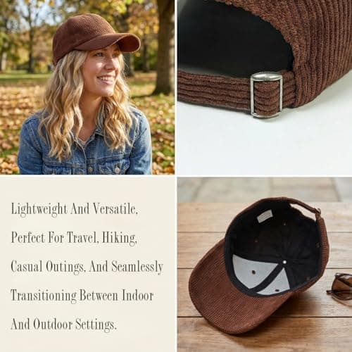 howkuhat Unisex Cotton Baseball Cap Sports Sun Hat Winter Warm Wide Brim Adjustable Outdoor Travel Cap(UK, Alpha, One Size, Brown) — view 4