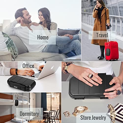 WACCET Portable Safe Box with Code, Combination Security Case Lock Box Waterproof Anti-Theft Mini Travel Safe with Removable Wire Rope Security Safe Box for Home, Office, Hotel, Cars,Travel etc — view 6