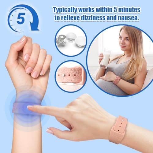 Motion Sickness Bands/Adjustable Acupressure Wristbands/Relief Waterproof Band for Nausea Morning Sickness,Motion Sickness（1Pair-Beryl）-Sunflower — view 6
