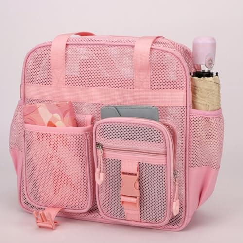 TONINMM Beach Bags Multi-Pocket Mesh Shoulder Tote With Detachable Strap For Swimming, Gym, Pool And Weekend Travel-black-31 * 16 * 31cm — view 5