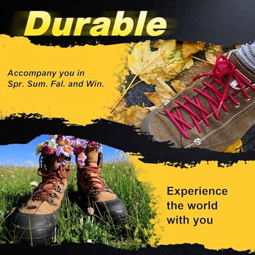 VSUDO 140 cm Round Dark Red Boot Laces, Red Trainer Laces, 1 Pair — view 5