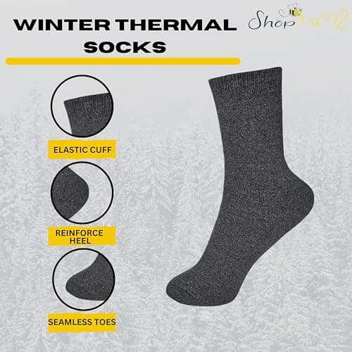 ShopMCR Kids Thermal Walking Socks Girls Boys Teen Winter Thermal Cosy Ski Hiking Warm Thick Cushion Boot Socks 4 yrs to 14 yrs (12.5-3.5, Plain 3Pairs) — view 2