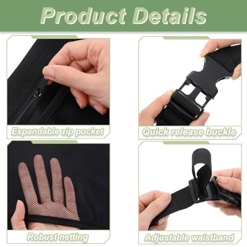 AABDTYYD Tennis Ball Holder Adjustable Waist Pouch for Tennis, Pickleball and Golf, Lightweight Mesh Bag Holds 8-10 Balls, Black Colour Secure Fit for Sports Training and Matches. — view 3