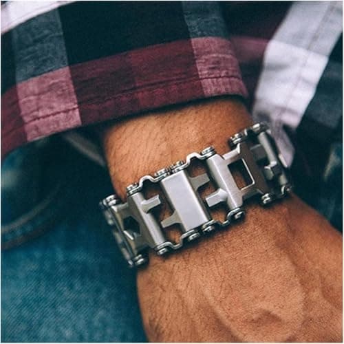Multifunction Tool Bracelet, Stainless Steel Multitool with 29 Tools, Outdoor Camping Hiking Emergency Kit, 1.0 Grams, Silver — view 3