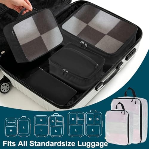 Packing Cubes 9-piece, Multi-size Packing Cubes for Suitcases, Large-capacity Travel Cubes (9, Black White) — view 6