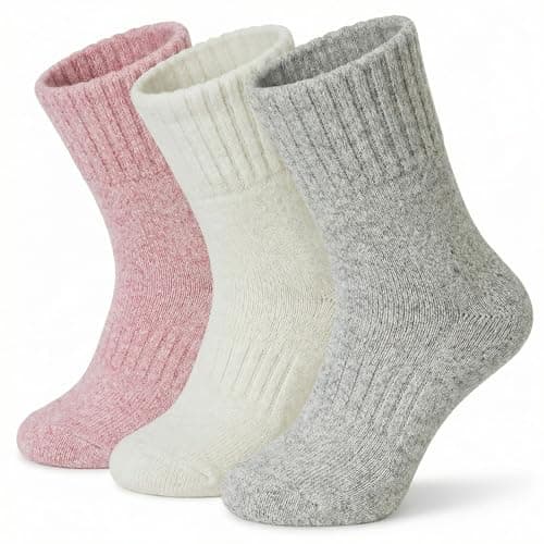 viiotu 3 Pairs Kids Merino Wool Socks Winter Thermal Warm Boys Girls Mid Calf Cozy Boot Socks