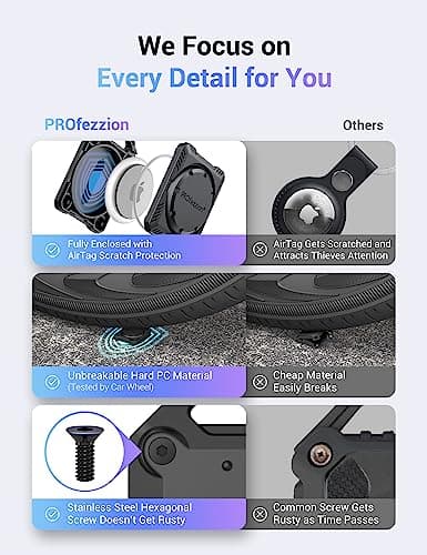 PROfezzion 4-Pack Secure Air Tag Holder with Key Ring & 3M Adhesive Mount — view 5