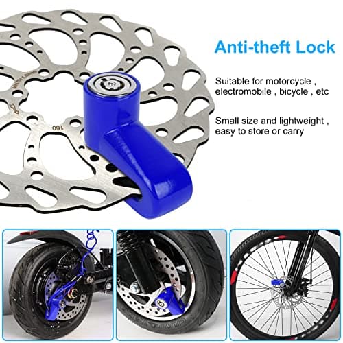 Ainiv Bike Lock, Disc Brake 1300mm/12mm Cycling Cable Lock with 2 Keys,Electric Scooter Accessory Anti-Theft for Xiaomi M365/Pro,Bike, Electric Bike, Skateboards, Strollers, Lawnmowers, B Blue — view 4