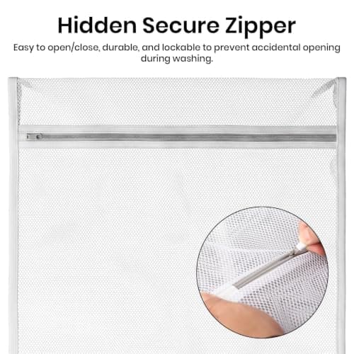 2 PCS Grey Coarse Mesh Laundry Bags with Zips, Large Reusable Washing Bags for Laundry Delicates, Durable Wash Bags for Washing Machine, Sweater, Coat, Lingerie, Travel Organizer — view 5