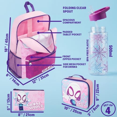 Get Trend Marvel Ghost Spider Girls Large Backpack Set 4 Pcs, 46cm Rucksack — view 3