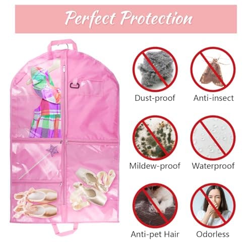 Dance Costume Bag, 40x24 inch Kids Suit Bag, Waterproof Hanging Dress Bags — view 3