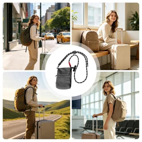 zwxqe Travel Neck Wallet Adjustable Lanyard Document Pack Gray — view 4