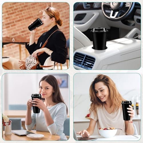 YFNVH 15 Pack Black Reusable Coffee Cups with Lids, 450 ml Plastic Tumblers — view 6
