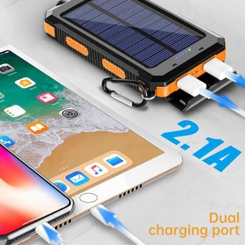 BEOSIOR Solar Power Bank 20000mAh, Portable Solar Mobile Phone Charger, USB C Fast Charging Outdoor Camping with Flashlight for Smartphones Tablets and More — view 5