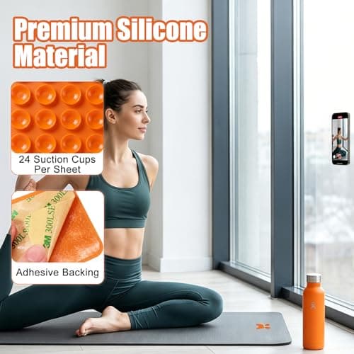 12 Pcs Silicone Suction Phone Case Mount, Multi-Colored Phone Suction Pad, Anti-Slip Mat Suction Cup Phones Grip with Adhesive Back for Mobile Power Cellphones Selfies Videos Cell Phones — view 5