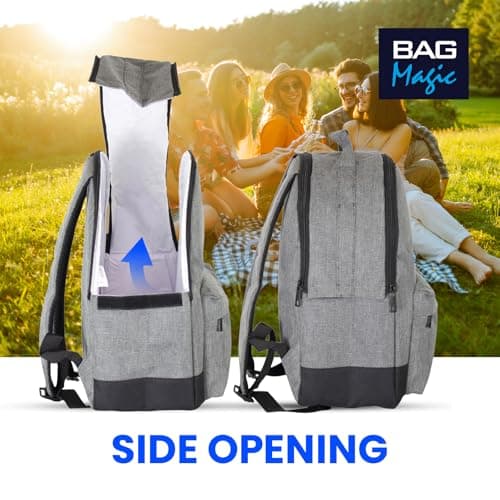 Bordlite Cooler Backpack Insulated Lunch Bag – Leakproof, Water Resistant, Large Capacity Cool Bag for Work, Travel, Picnic, Beach – Thermal Backpack with Pockets & Bottle Holder, 28x15x39cm - Grey - — view 3