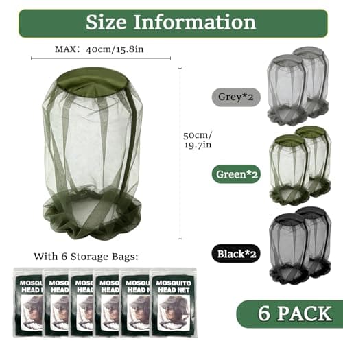 Gobiufy 6 Pcs Mosquito Head Net Midge Nets for Head Set — view 3