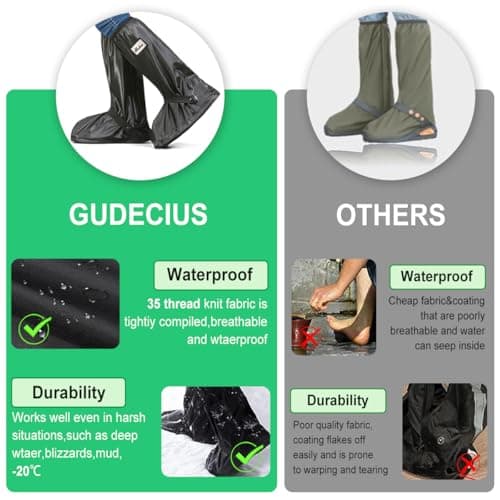 GUDECIUS Overshoes Waterproof Shoe Covers with Reflector PVC Non-Slip Shoe Covers Cycling Shoe Protector Covers for Outdoor Sports Hiking Climbing Camping Travel (2XL,Black) — view 5
