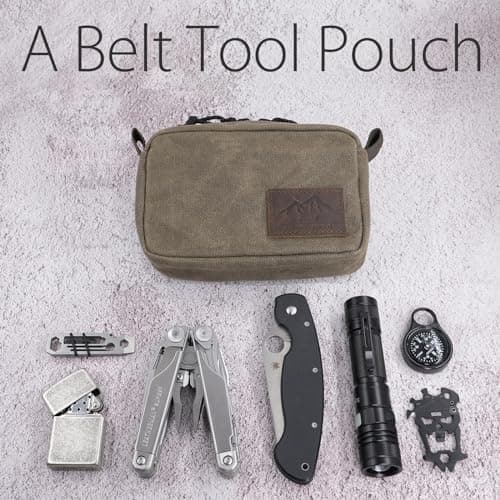 diodrio Belt Pouch for Men Women YKK Zippers EDC Pouch, Belt Bag Waist Pack for Traveling, Hiking, Outdoors, Water Resistant, Heavy Duty Waxed Canvas, Olive, Medium, Olive, S, Outdoors, Travel, Hiking — view 4