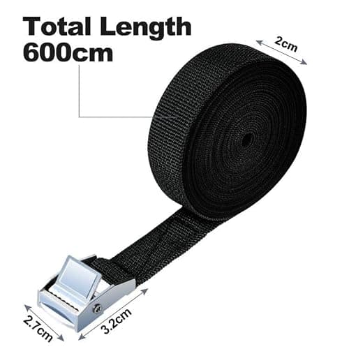 URAQT Tie Down Straps, 4 Pack Heavy Duty Tensioning Belts, 6M Adjustable Cargo Straps Ratchet Straps for Motorcycle, Cargo, Trucks, Trailer, Luggage, 250kg Loading Capacity, Quick Release (Black) — view 2