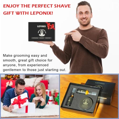 Shaving Kit for Men, Aftershave Men Gift Set Includes Sandalwood Shaving Cream, After Shave Lotion for Men and Pre Shave Oil Fights Nicks, Cuts and Razor Burn Gift Set for Him Men Boyfriend — view 4