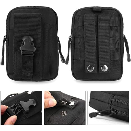 Molle Pouches, Men Belt Waist Bag, EDC Pouch, Compact Outdoor Multipurpose Utility Pouches, Fanny Packs with Cell Phone Holster Holder for Sports Hiking Camping Running(Color:Black) — view 6