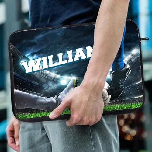 Personalised Football Laptop Sleeve – Custom Name Gift – Ideal for Kids, Teens, Football Lovers, Laptop Sleeve/Cover. (14") — view 4