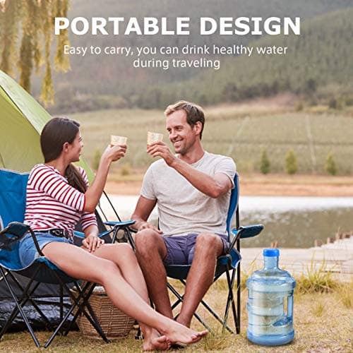 CLISPEED 5L Water Bottle with Screw Cap, Food Grade Mineral Water Bottle Jug Container Easy Grip Carry Handle for Sports Outdoor Travel Camping Residential Commercial Use — view 3
