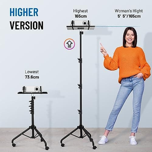 CAHAYA Projector Stand Floor Universal: Removable Stand Adjustable Height For Projectors with Wheels — view 6