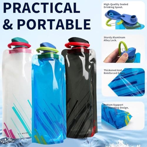 WFKKMEQ Foldable Water Bottle, 700ml Collapsible Stock Bottle, Soft Flexible Foldable Reusab Water Bottles for Gym Camping Cycling Outdoor Sports Hiking - 4 Pieces Hooded Cape — view 3