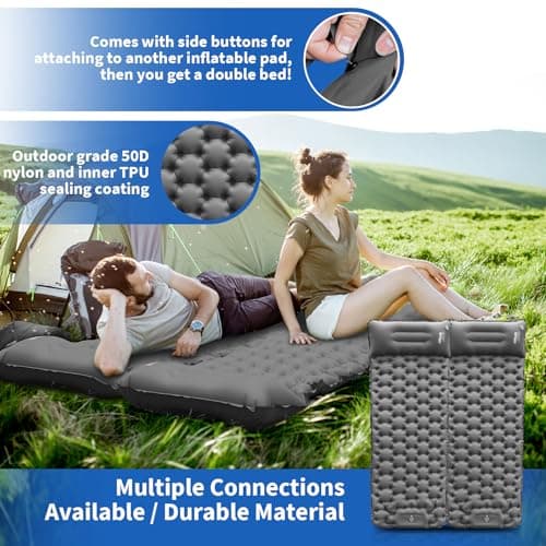 HiiPeak Camping Sleeping Pad, Ultralight Camping Mat with Pillow Built-in Foot Pump Inflatable Sleeping Pads Compact for Backpacking Hiking Traveling Tent (Gray) — view 4
