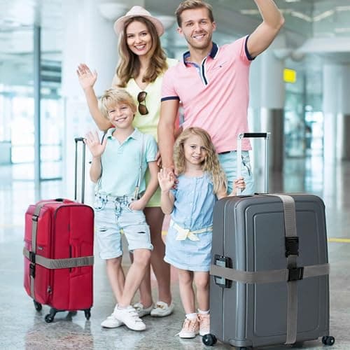 Aulese 2 Pack Luggage Straps, Adjustable Suitcase Straps with Luggage Tags, High-Visibility Luggage Straps for Suitcases, Travel Accessories Luggage Belt for Baggage (Grey) — view 2