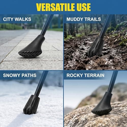 OPVYAEU Set of 8 Rubber Tips for Trekking and Nordic Walking Poles, 4 Wheel Tips and 4 TPR Shoe Tips, Universal Spare Parts with Diameter 11 mm for Poles and Crutches on Asphalt and Dirt — view 2