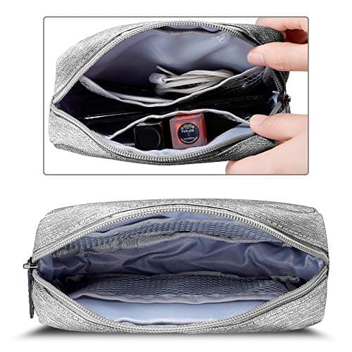DOB SECHS Waterproof Canvas Mini Travel Makeup Carrying Case Wash Bags Cosmetic Bag Portable Electronics Accessories Organizer Wash Gym Shaving Bag, Grey — view 5