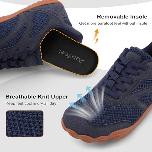 JOINFREE Barefoot Shoes for Men Wide Fit Walking Shoes Slip On Trainers Zero Drop Minimalist Shoes Lightweight Breathable Gym Training Casual Trainers for Daily Wear Navy Blue Size 9 — view 5