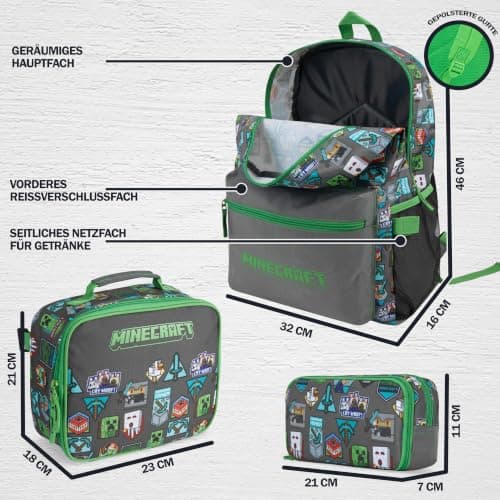 Get Trend Minecraft Boys Large Backpack 3 Pcs Set, 46cm School Bag — view 2