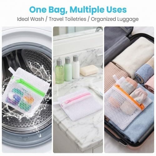 Merzio 5 PCS Small Mesh Laundry Bags for Mini Delicates, Anti Sticking Laundry Pod Bags, Reusable Wash Bags for Washing Machine, Durable Polyester Storage Bags for Scented Beads and Travel — view 4