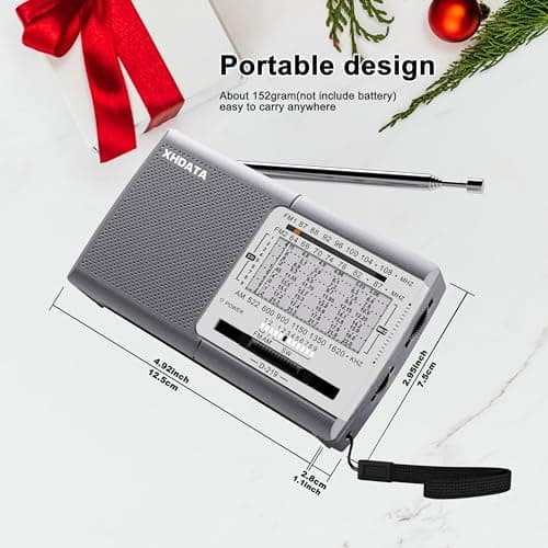 XHDATA D219 Portable Radio Retro FM AM SW Radio Battery Operated for Household Outdoor Camping Hiking Pocket Radio Grey — view 2