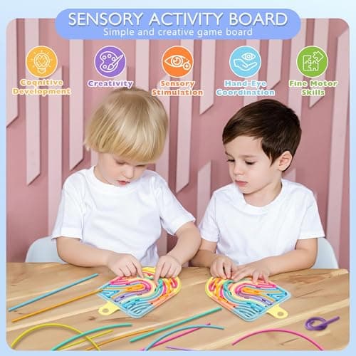 Afufu Fidget Toys for Autism Kids 3+ & Adults, Double-Sided Sensory Activity Board with 12*Silicone Strings, Special Needs Developmental Toys, Travel Games Toddler Plane Activities Stress Relief — view 6