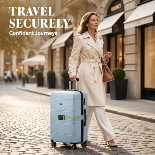 LUGG Luggage Belts for Suitcases 2 Pack – Adjustable Heavy-Duty Strap with Strong POM Buckle, Secure Travel Belt for Suitcase, Briefcase & Travel Bag, Bright Colours for Easy Identification-Sage Green — view 2