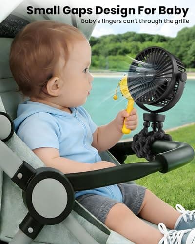welodorir Portable Pram Fan Rechargeable Small Personal Mini USB Clip on Fan with Flexible Tripod 3 Speed 360° Rotate Handheld Desk Fans for Stroller Car Seat Crib Travel Outdoor (Black) — view 2