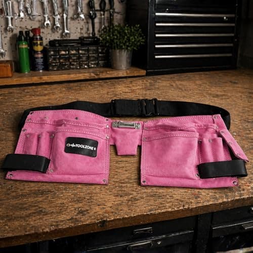 Dunnet Tools Pink 11 Pouch Tool Belt – Adjustable Work Belt with Multi Pocket Tool Organiser, Lightweight Utility Tool Storage with Hammer Loops & Tape Holder for DIY & Gardening — view 3