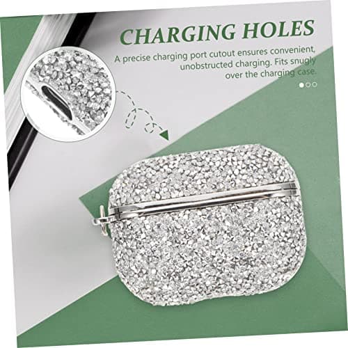 Operitacx Glitter Earbuds Protective Case for Wireless Earphone 1st Gen Silver Charging Case Cover Decorative Earbud Protector for Travel — view 2