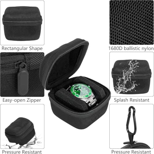 LASUK 1 Slot Watch Case, Portable Hard Storage Box, Black — view 4
